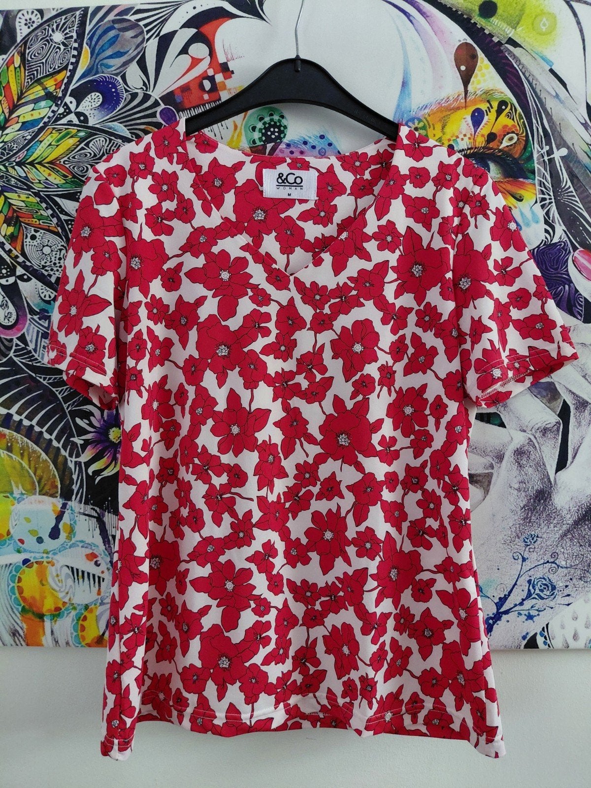 Prachtige &Co Woman top met bloemenprint - Maat M, Maat 38/40 (M), &Co Woman, Ophalen of Verzenden, Zo goed als nieuw