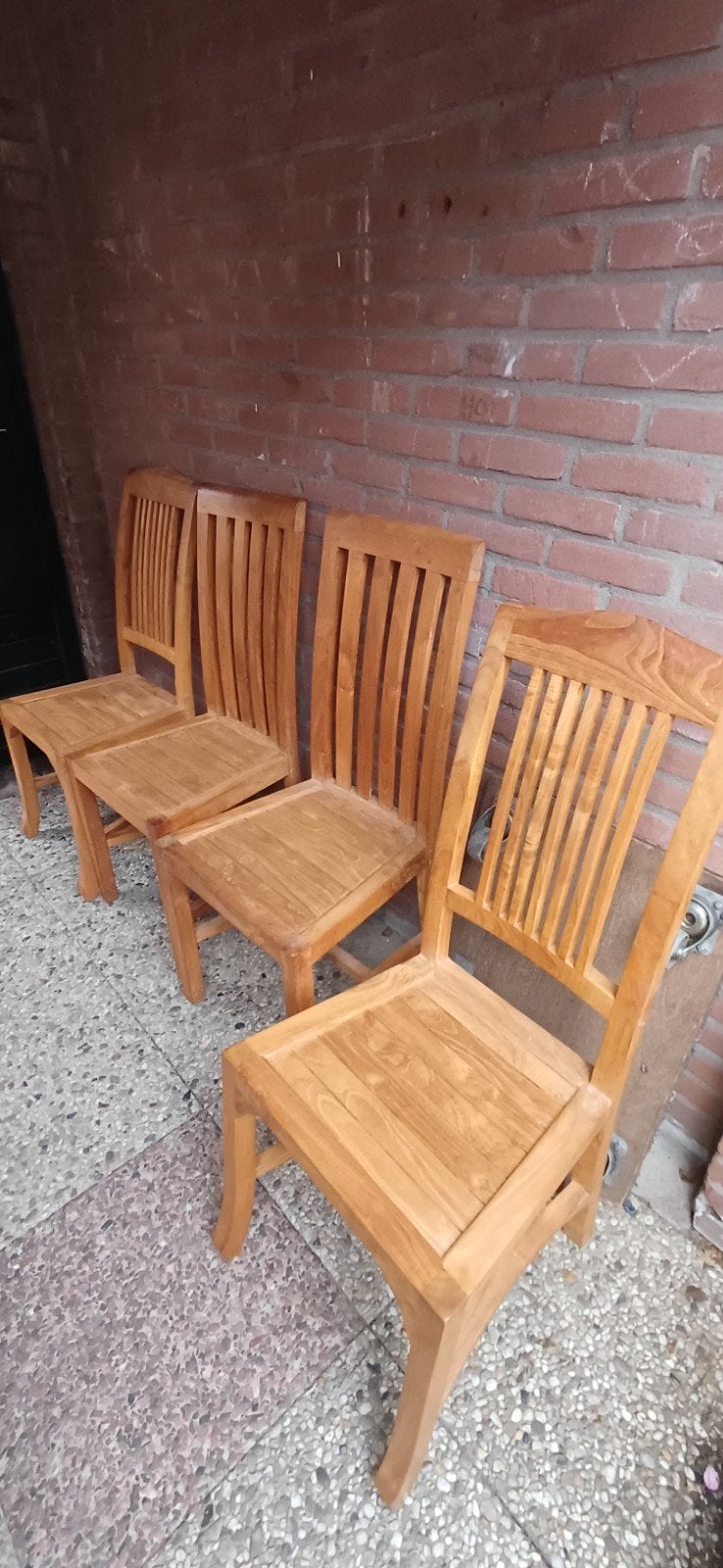 teak houten eetkamerstoelen 6 stuks  gratis afhalen, Ophalen, Gebruikt, Bruin