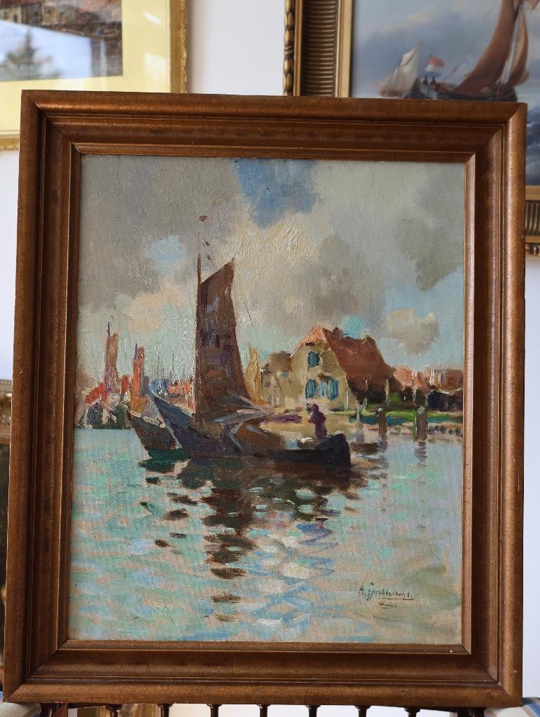 Albert Klein Sprokkelhorst (1887-1968) schilderij Volendam, Ophalen of Verzenden