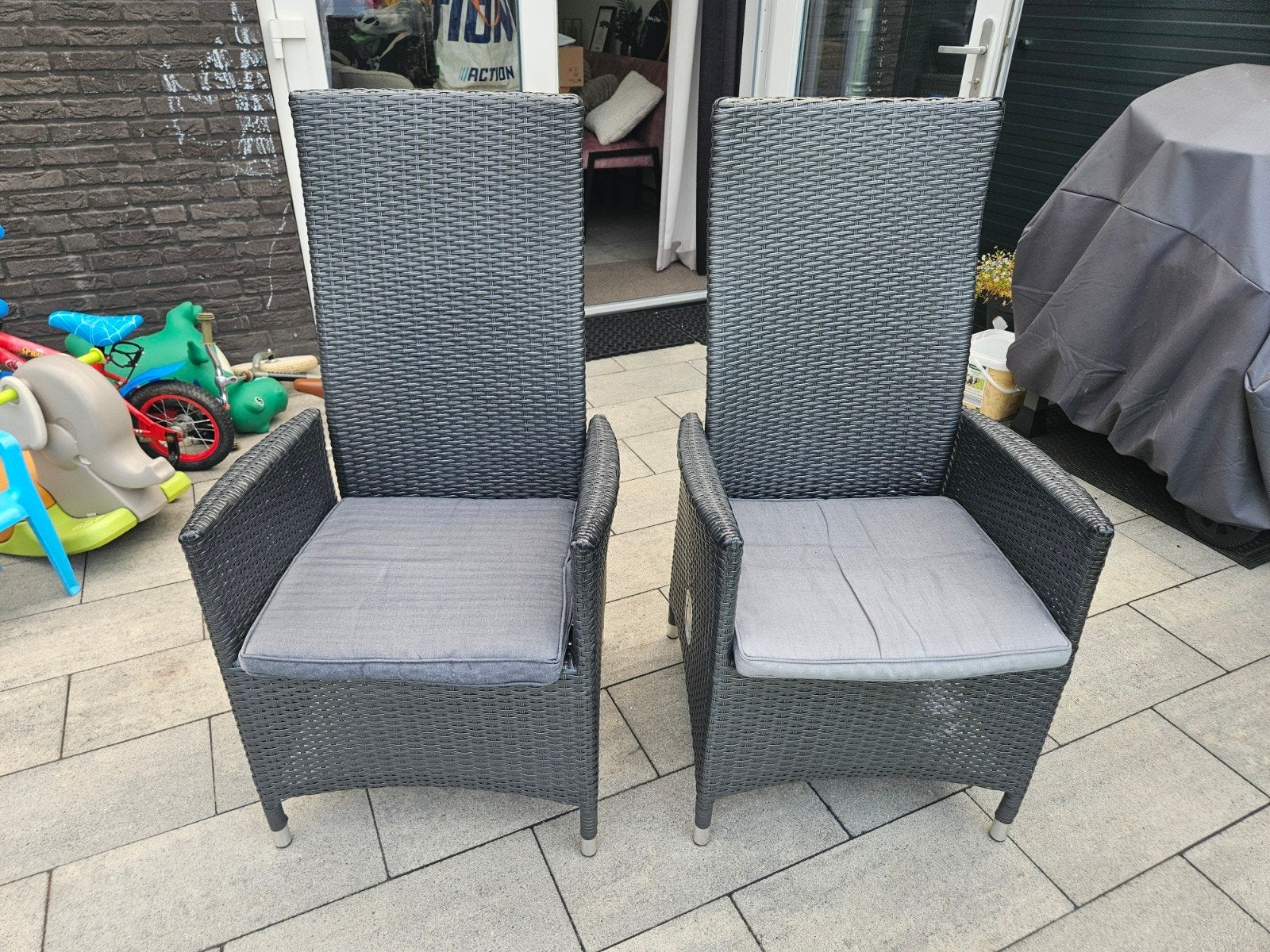 2x Bois Le Duc Wicker Tuinstoelen - Verstelbaar, Ophalen, Gebruikt, Wicker, Verstelbaar