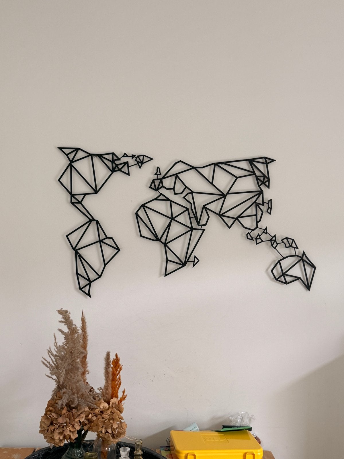 Wereldkaart Wanddecoratie, Ophalen, Metaal, Wandsculptuur, Zwart