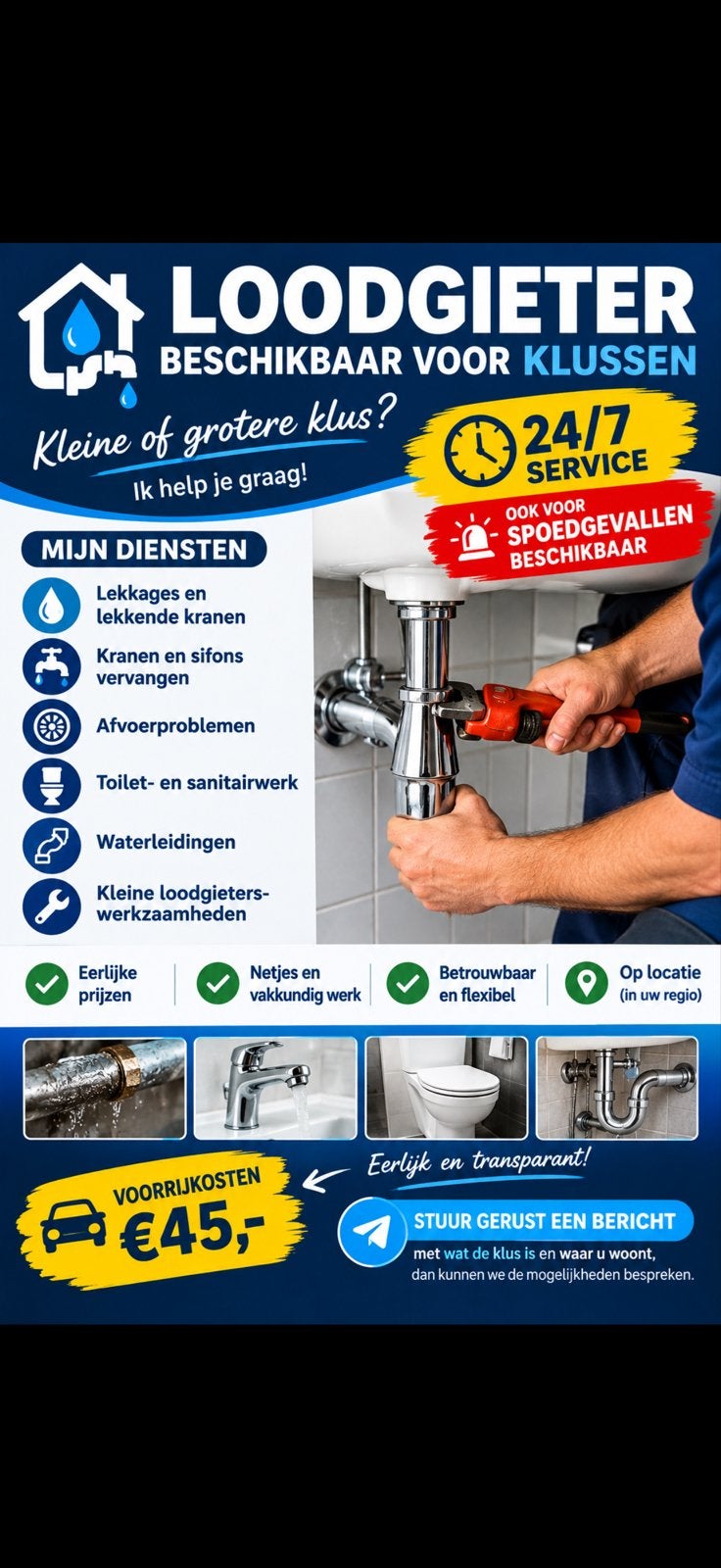 Loodgieter 24/7 Snelle hulp bij lekkage en verstopping, 24-uursservice, Installatie