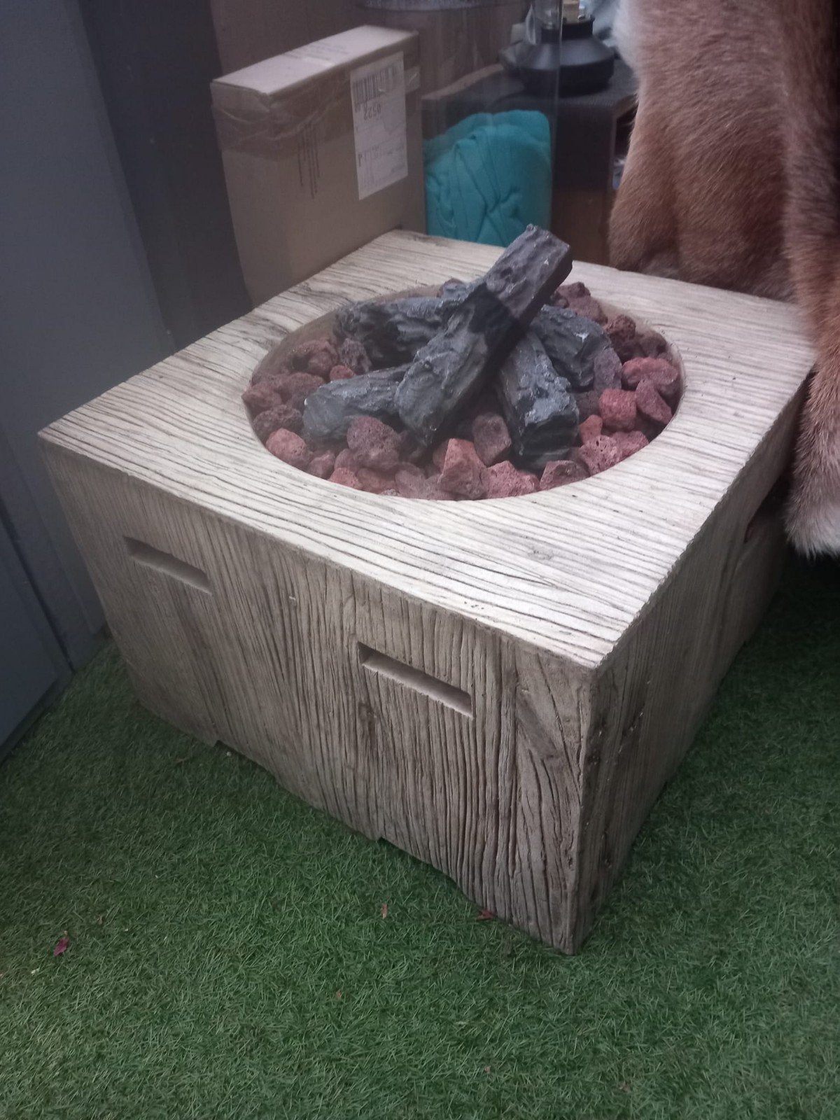 Keramieke vuurtafel in houtlook - Ophalen in Boxtel, Ophalen of Verzenden