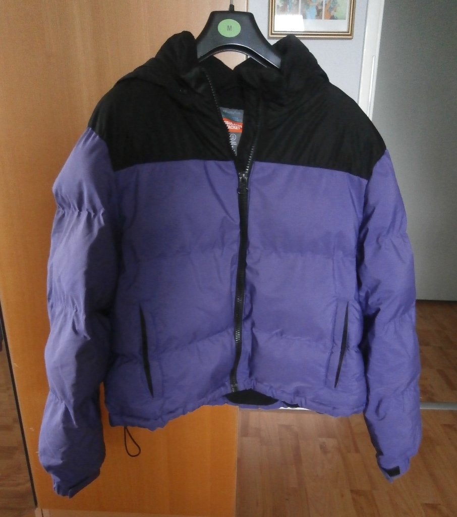 Mooi kort gewatteerd jack mt XL 42 paars/zwart fleecevoering, Paars, Maat 42/44 (L), Ophalen of Verzenden, Zo goed als nieuw