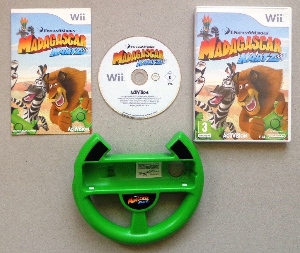Madagascar Kartz + stuurtje voor de Nintendo Wii Compleet, 1 speler, Racen en Vliegen, Ophalen of Verzenden, Zo goed als nieuw