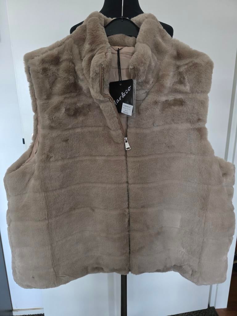 Nieuw fake fur gilet mt 48/54, Beige, Maat 46/48 (XL) of groter, Nieuw, Verzenden