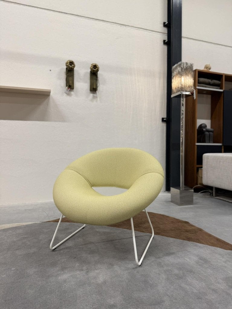 Nieuw Leolux Mimas Fauteuil Twinwool Design Stoel geel wit, Leolux, Info@leolux.nl, Nieuw, 75 tot 100 cm