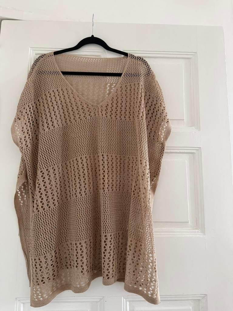 Gebreide poncho | zgan | onesize, Ophalen of Verzenden, Zo goed als nieuw, Bruin, Korte mouw