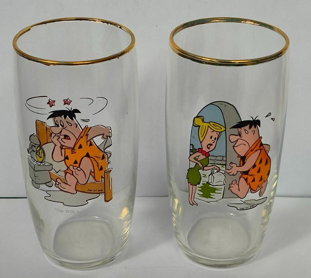 5 Flintstones glazen jaren 60, Antiek en Kunst, Antiek | Glas en Kristal, Ophalen of Verzenden