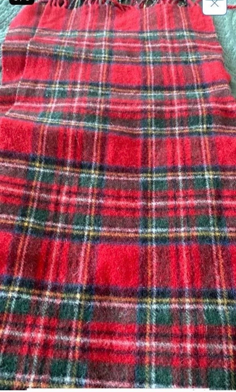 Prachtige rode geruite sjaal van Alfredo Pria, Kleding | Dames, Ophalen of Verzenden, Gedragen, Maat 38/40 (M), Sjaal