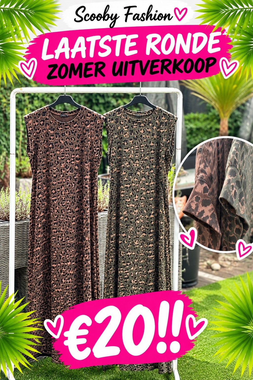 UITVERKOOP Leopard Print Maxi Jurk - Bruin & Groen, Maat 38/40 (M), Bruin, Nieuw, Ophalen of Verzenden