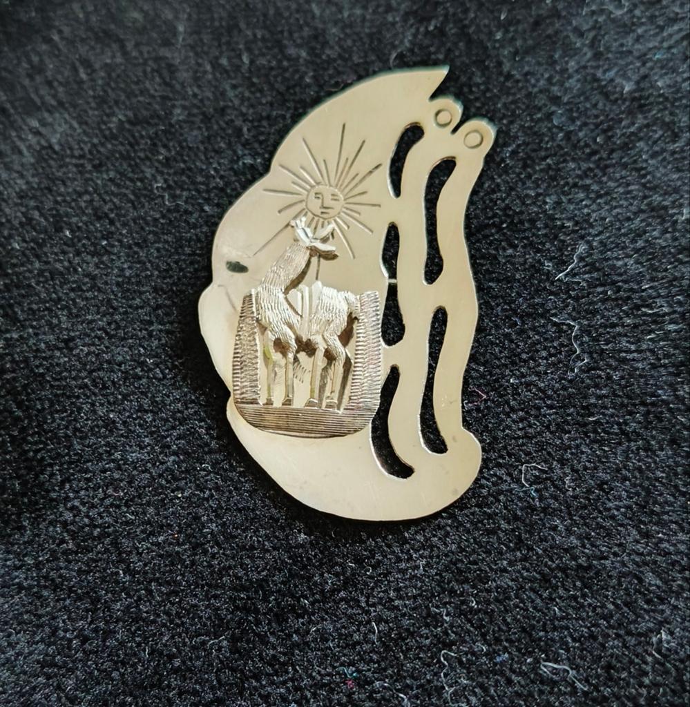 Zilveren 900 Navajo Hanger/Broche - 4x2,5 cm, 4 tot 7 cm, Gebruikt, Ophalen of Verzenden, Zilver