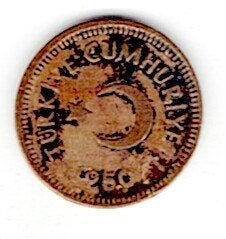 26-1298 Turkije 5 kurush 1950, Ophalen of Verzenden, Midden-Oosten, Losse munt