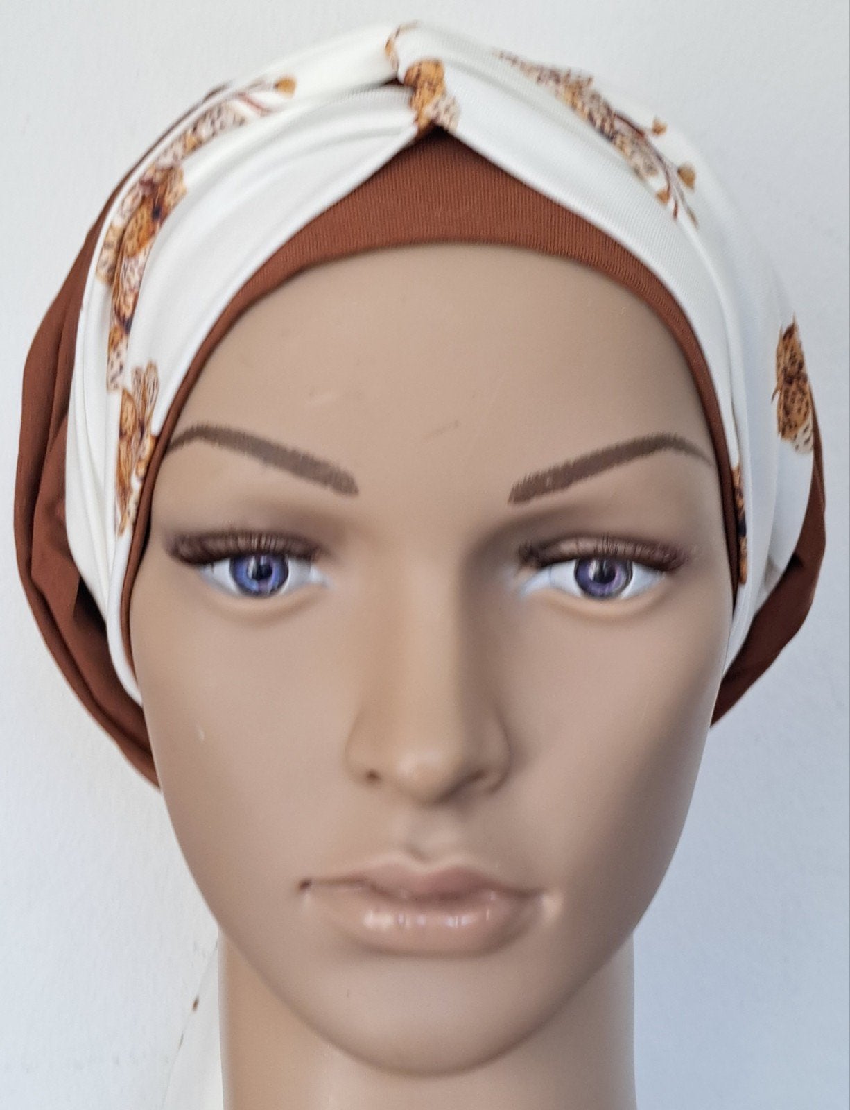 Chemo/haarverlies tricot muts met sjaal no 30 A. Hazel., Kleding | Dames, Mutsen, Sjaals en Handschoenen, Anna, Maat 42/44 (L)