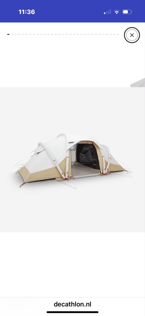 Quechua Air Seconds 4.2 Fresh & Black - 4 persoons tent, Caravans en Kamperen, Tenten, Ophalen of Verzenden, Zo goed als nieuw