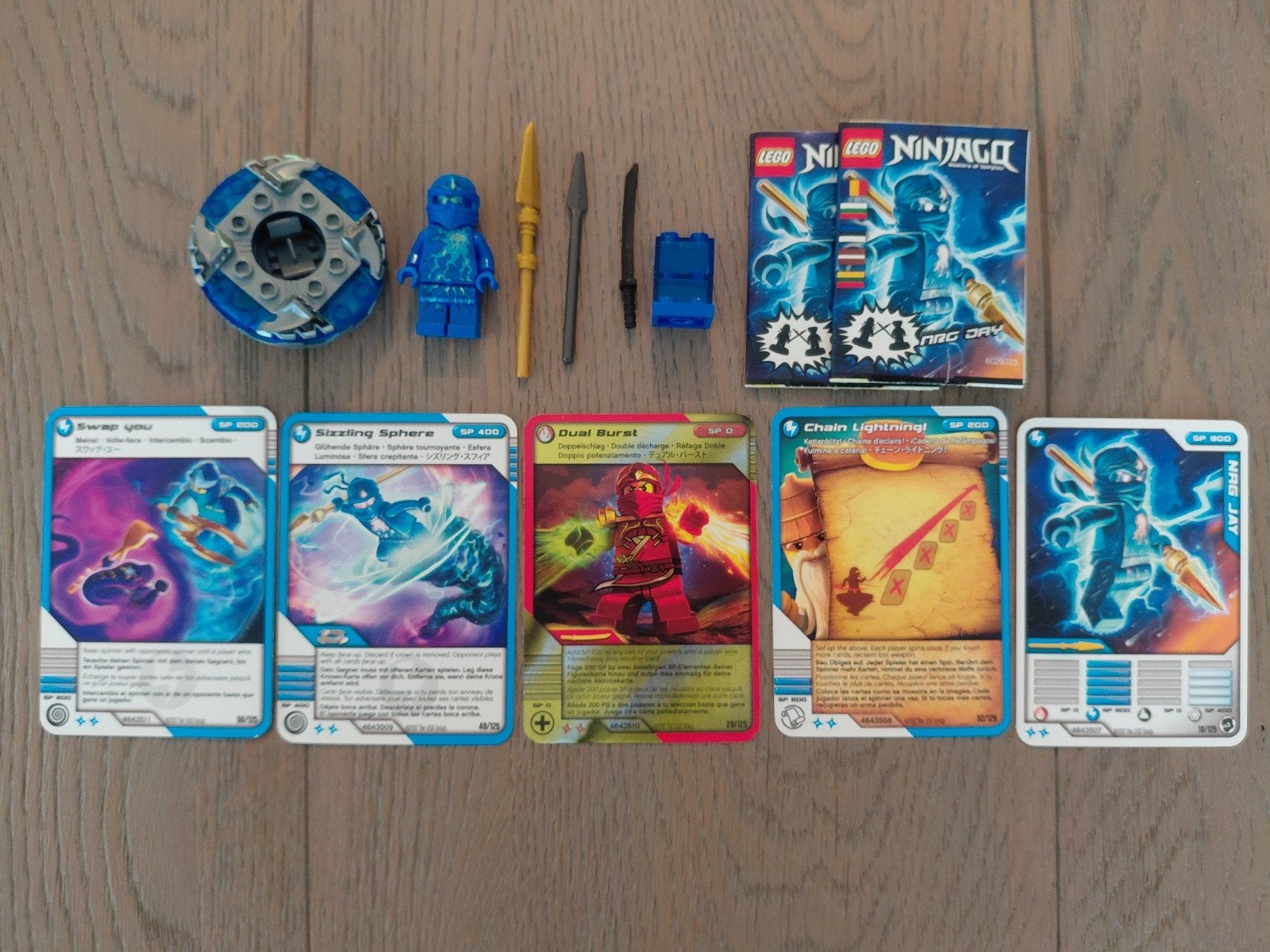LEGO Ninjago NRG Jay spinnerset 9570 Compleet, Ophalen of Verzenden, Zo goed als nieuw