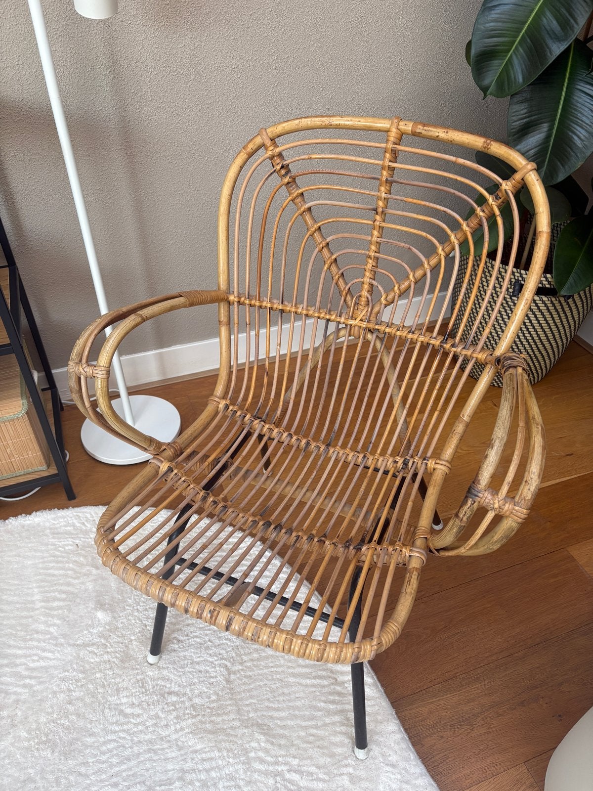 Vintage rotan stoel (Rohé Noordwolde), Ophalen, Gebruikt, Bruin, Riet of Rotan