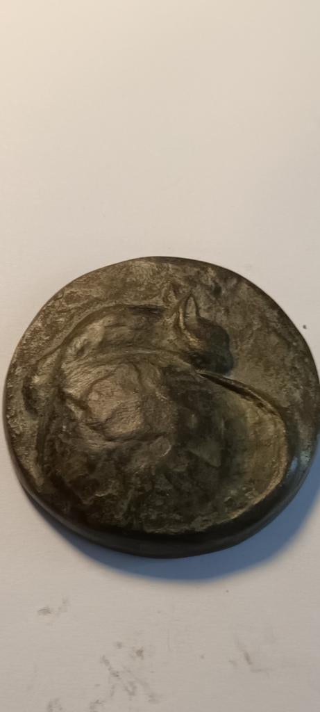 Antieke Willy the Naughty Cat medaille/penning, Verzamelen, Ophalen of Verzenden, Gebruikt