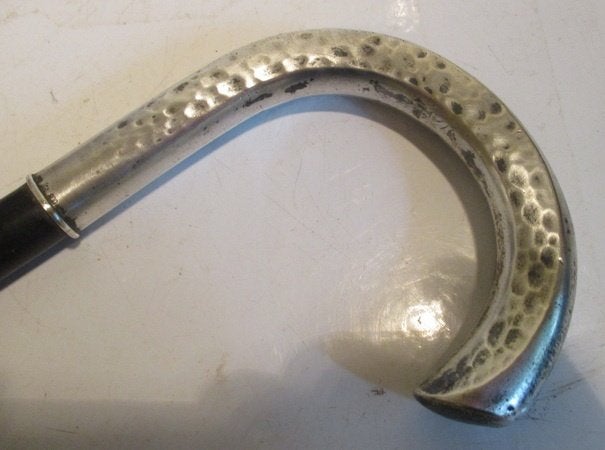antieke stevige wandelstok massief zilveren handvat, Verzenden