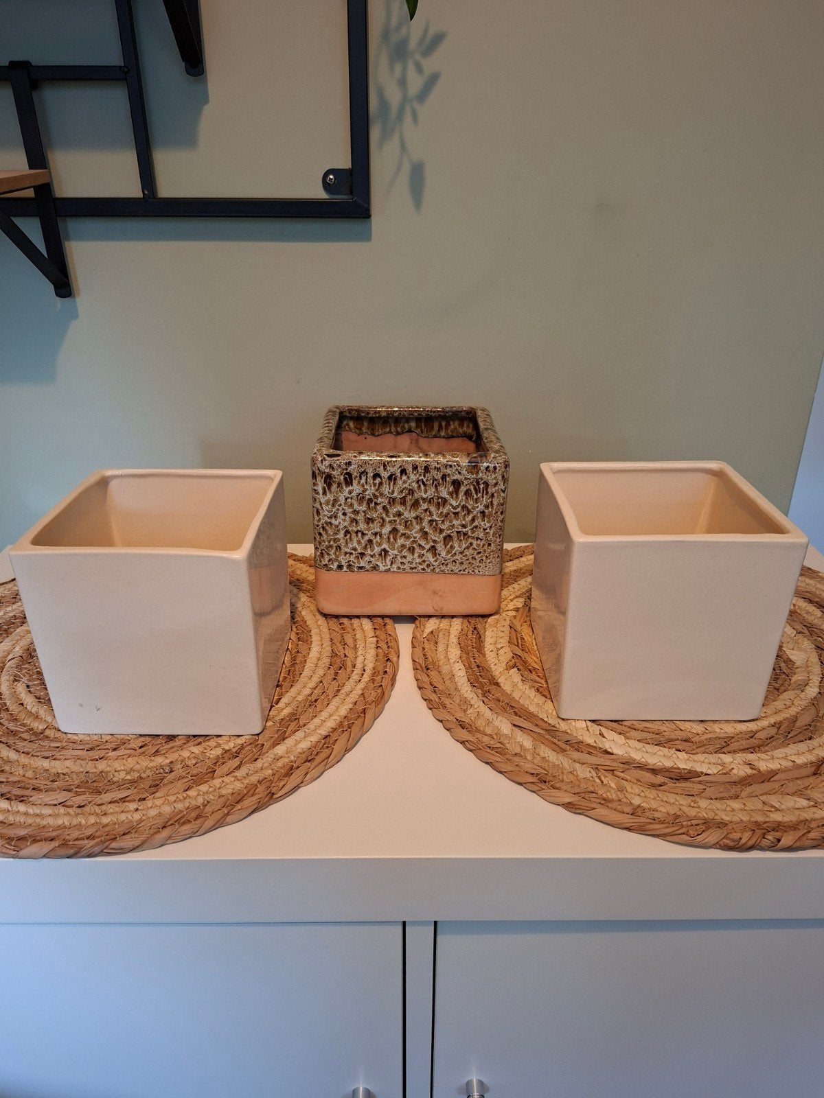 Set van 3 bloempotten, plantpotten, Ophalen, Zo goed als nieuw, Overige materialen