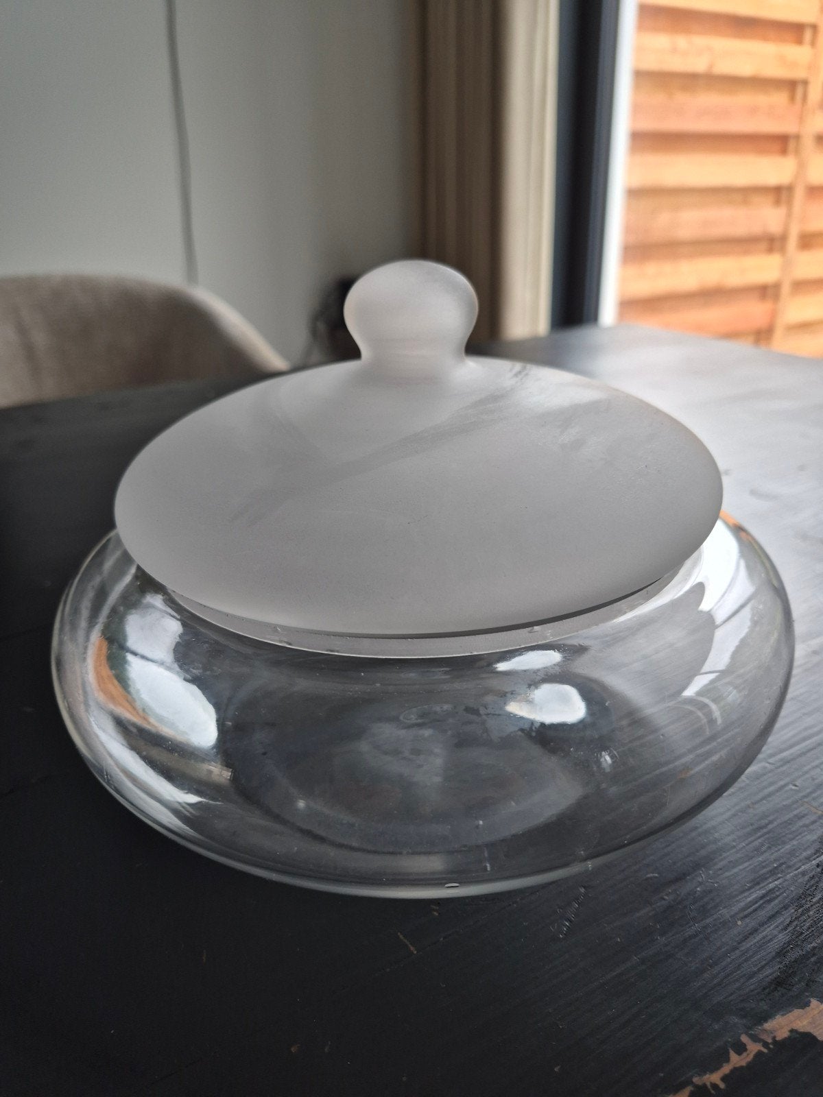 glazen design  koektrommel jaren 60/ 70 Jac Boon, Ophalen of Verzenden