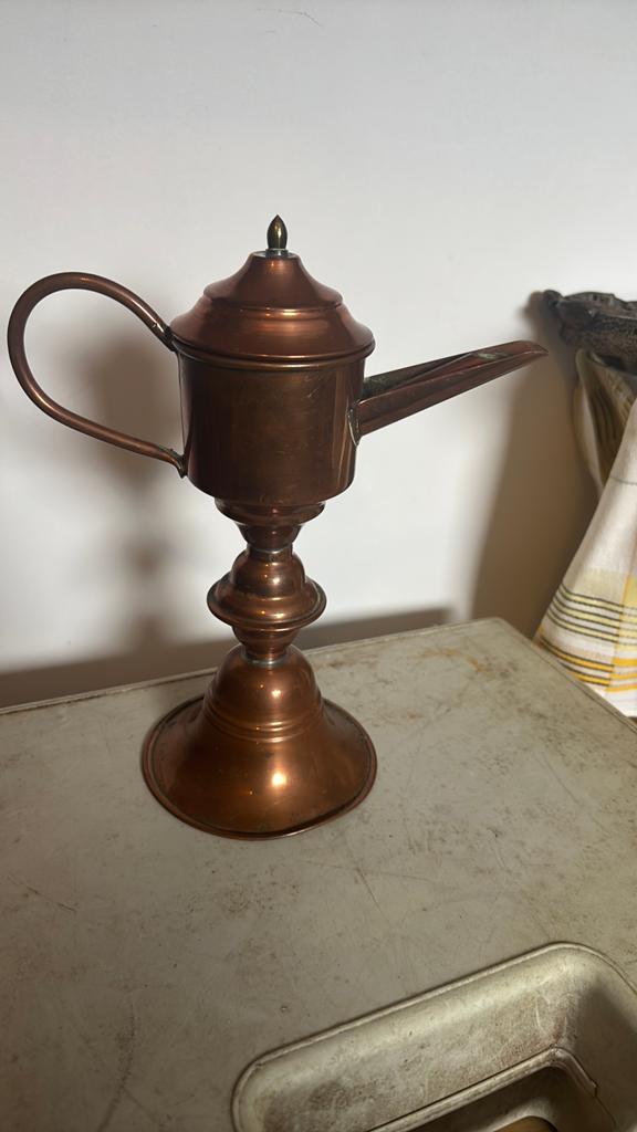 Antieke Koperen Oliekan / Olielamp, Antiek en Kunst, Ophalen of Verzenden, Koper