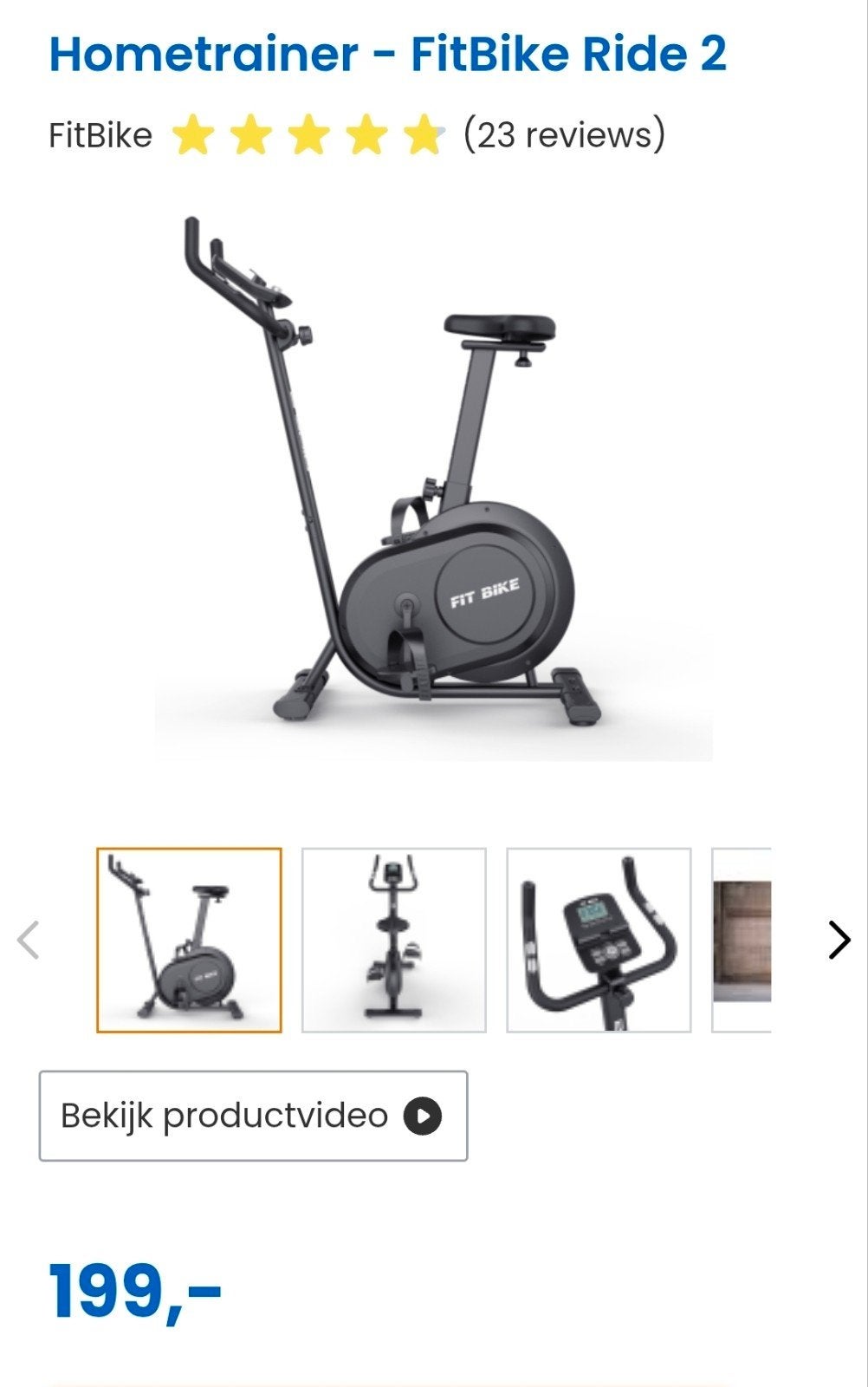 Fitbike Ride 2 Hometrainer + nog 4 mnd garantie, Ophalen, Zo goed als nieuw, Hometrainer