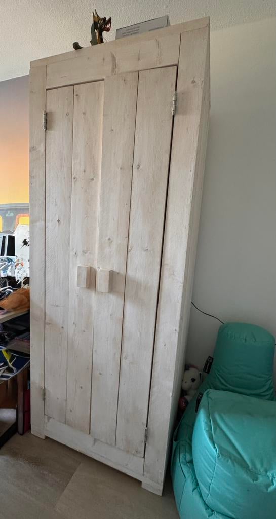 Steigerhouten kledingkast 200 cm hoog, Huis en Inrichting, Kasten | Kledingkasten, Ophalen, Met deur(en), 200 cm of meer, 50 tot 100 cm