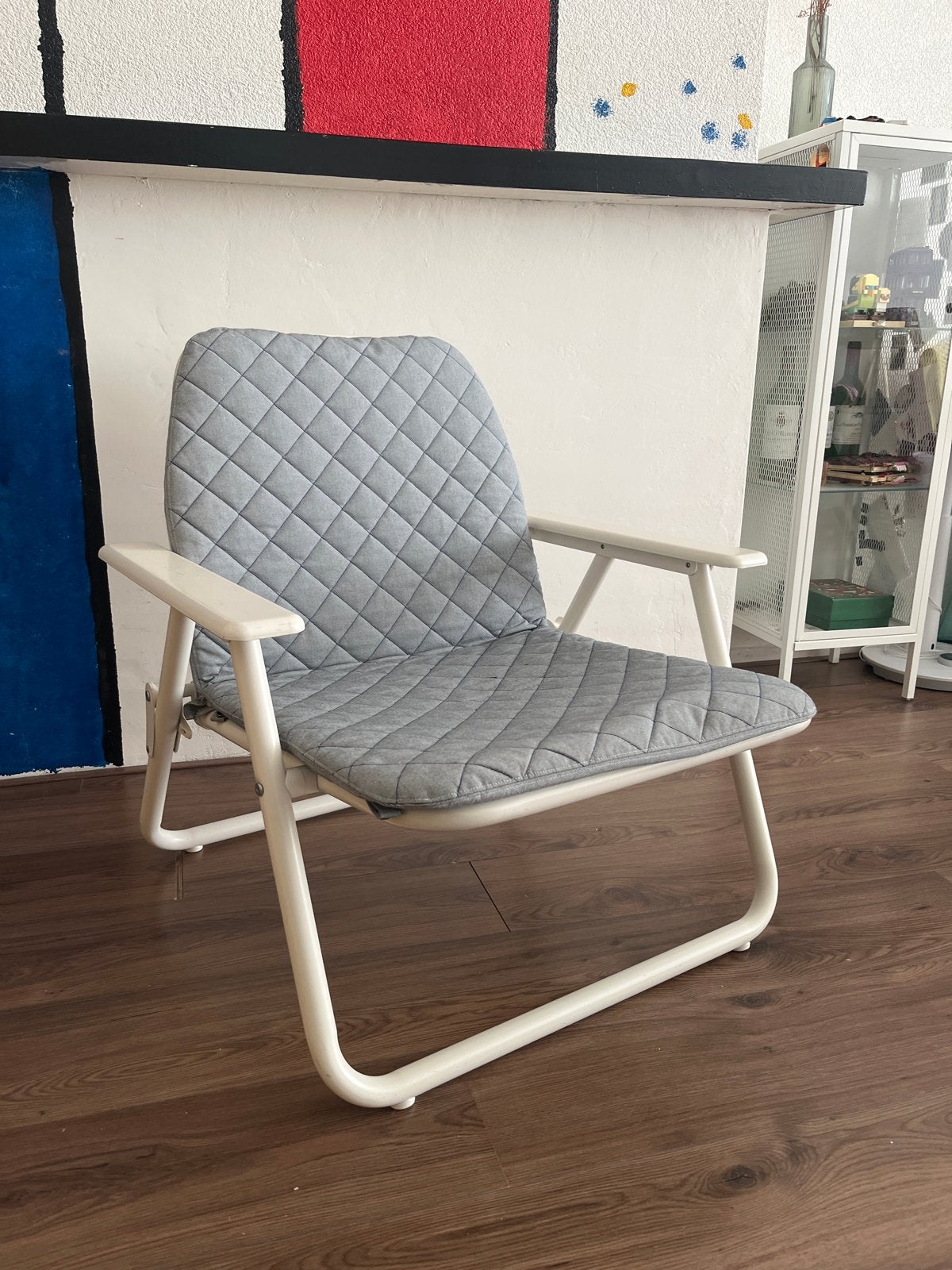 IKEA Jon Karlsson opvouwbare stoel met kussen, Ophalen, Gebruikt, Wit, Metaal