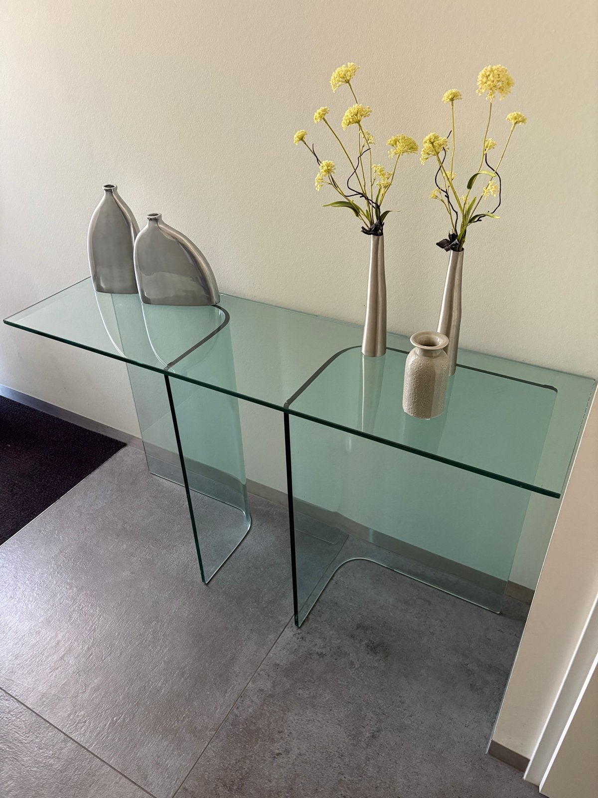 Glazen console tafel / sidetable Fiam Italia, Huis en Inrichting, Tafels | Bijzettafels, Gebruikt, Ophalen of Verzenden, Glas