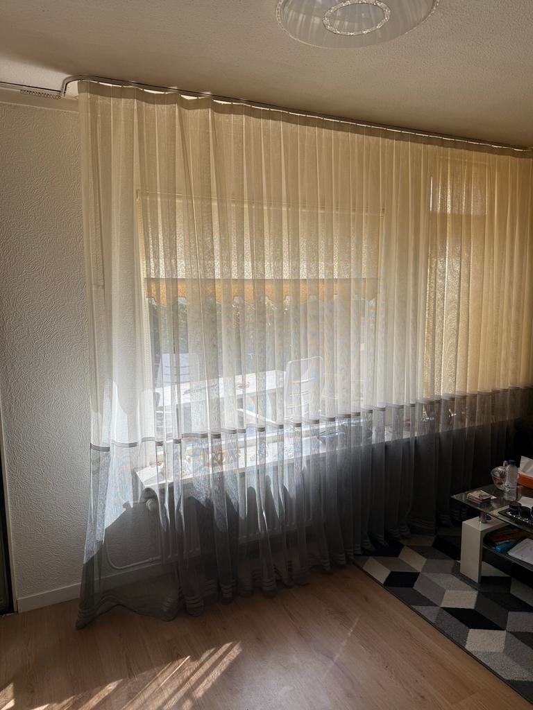 Lichte vitrage gordijnen met subtiele streepdetails, Ophalen, Gebruikt, Wit, 200 cm of meer