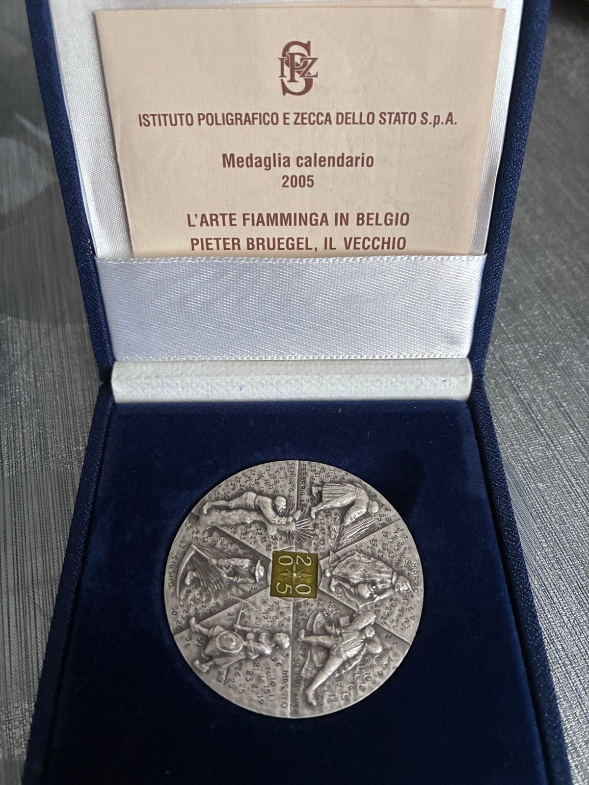 Zilveren Medaille Kalender 2005 - Pieter Bruegel de Oude, Postzegels en Munten, Penningen en Medailles, Ophalen of Verzenden, Zilver