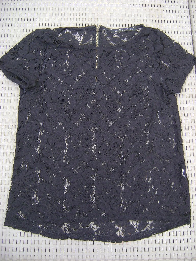Zara zwarte kanten shirt maat S, Ophalen of Verzenden, Zo goed als nieuw, Maat 36 (S), Zwart