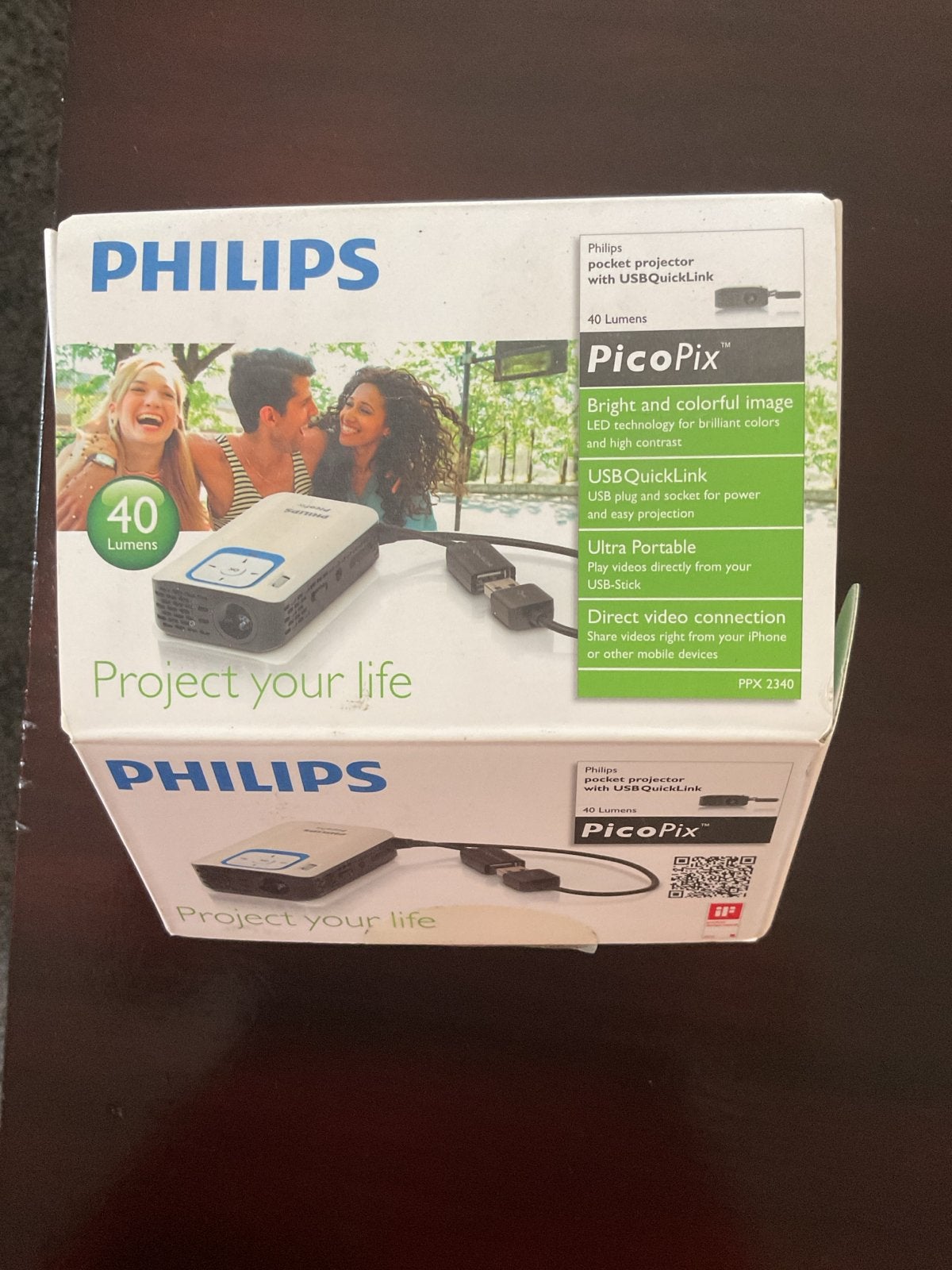 Philips PicoPix PPX 2340 Pocket Projector - 40 Lumen, Audio, Tv en Foto, Beamers, Ophalen of Verzenden, Zo goed als nieuw, LED
