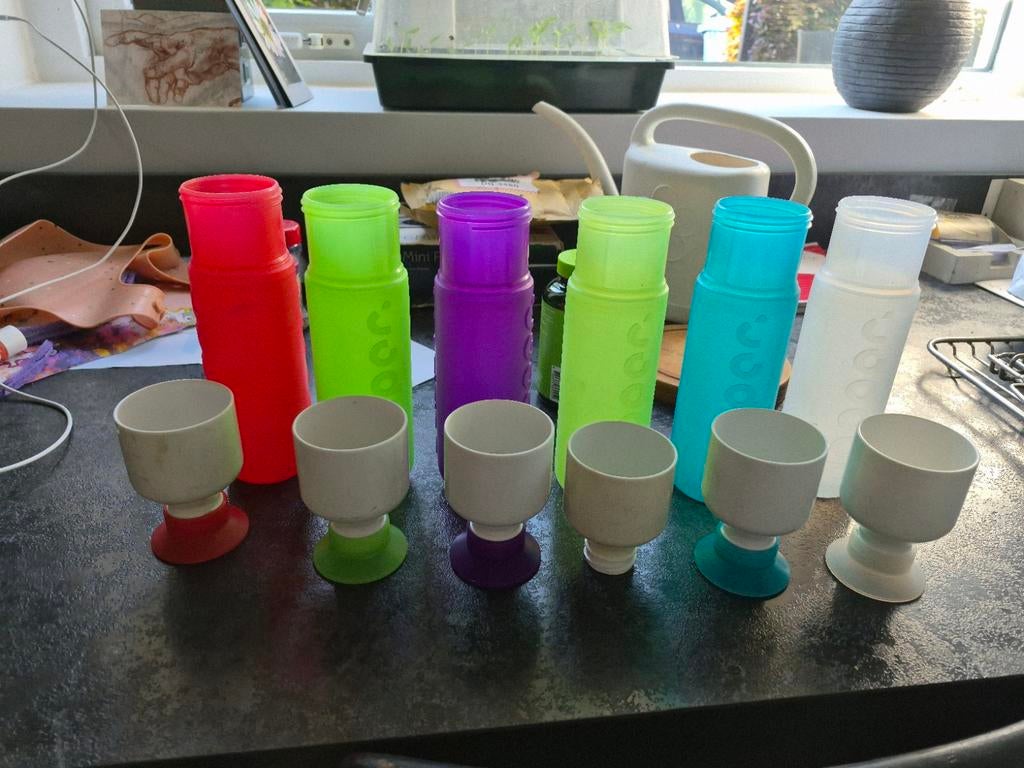 6 Dopper doppers drinkfles waterfles fles drink fles, Gebruikt, ., Overige typen, Ophalen of Verzenden