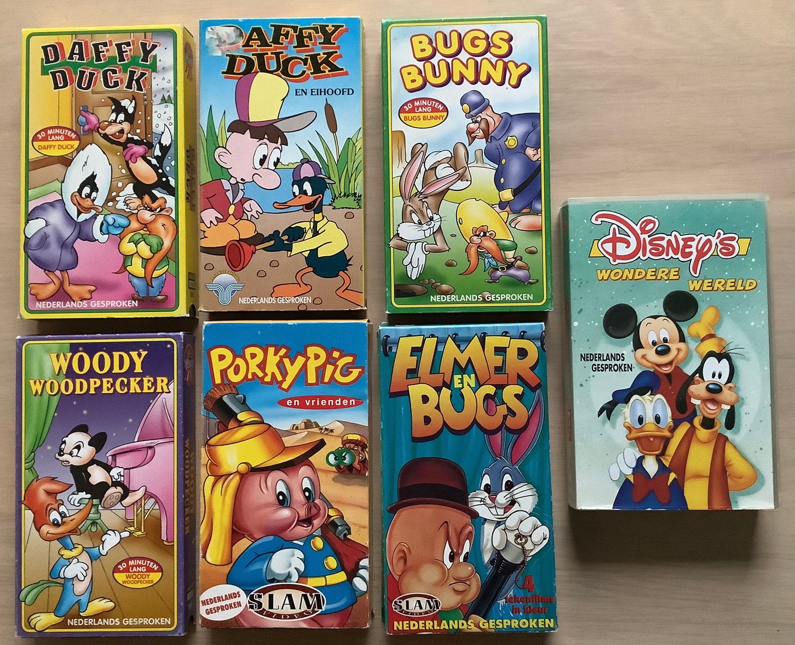 7 videobanden: Daffy Duck/Bugs Bunny/Woody Woodpecker e.a., Cd's en Dvd's, VHS | Kinderen en Jeugd, Ophalen of Verzenden, Gebruikt