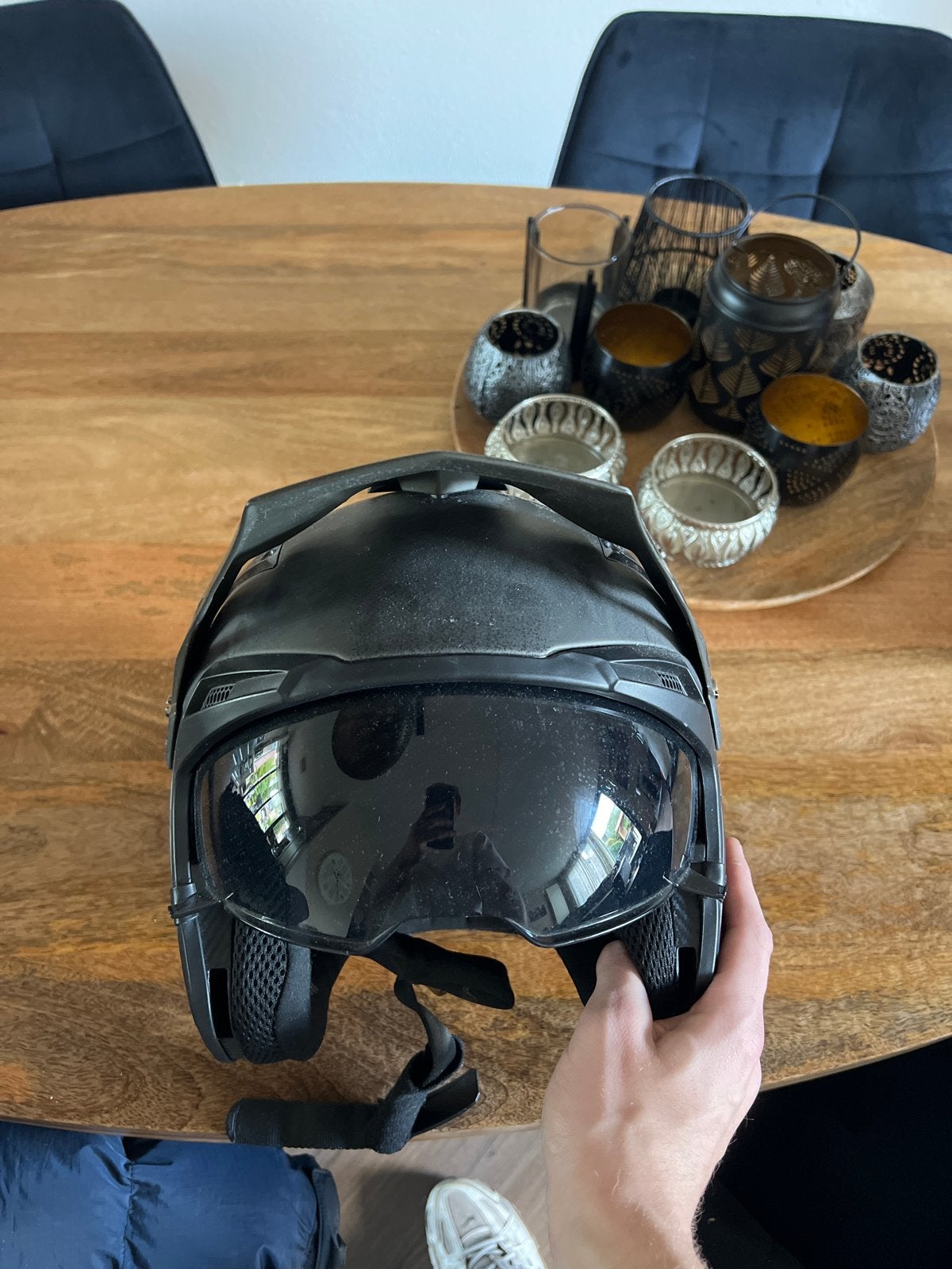 MT Helmets Darkness Offroadhelm - Zonder Kin Stuk, Motoren, Tweedehands, Ophalen, Overige merken, Heren