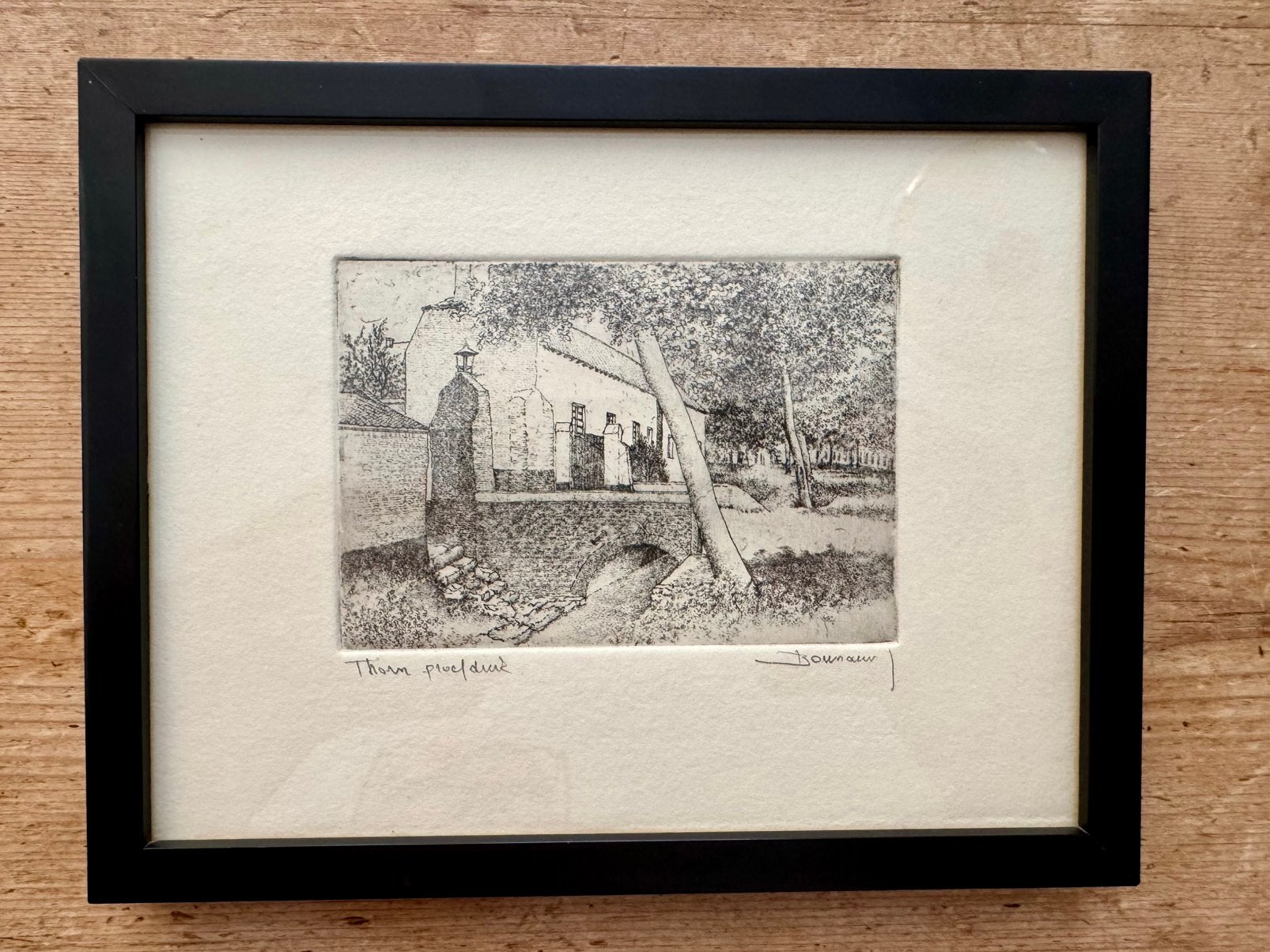 Originele Ets ‘Thorn’ – Jan Bouman Handgesigneerde Proefdruk, Antiek en Kunst, Kunst | Etsen en Gravures, Ophalen, Stadsgezicht