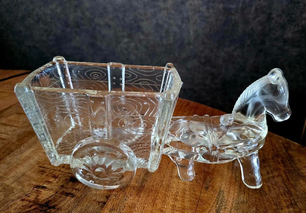 Jeannette glas Ezel met kar uit 1940-1960, Ophalen of Verzenden