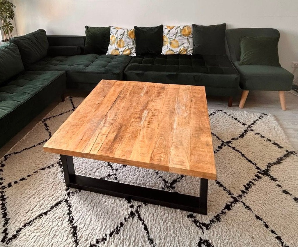 Salontafel mangohout, Ophalen, 50 tot 100 cm, 50 tot 100 cm, Zo goed als nieuw