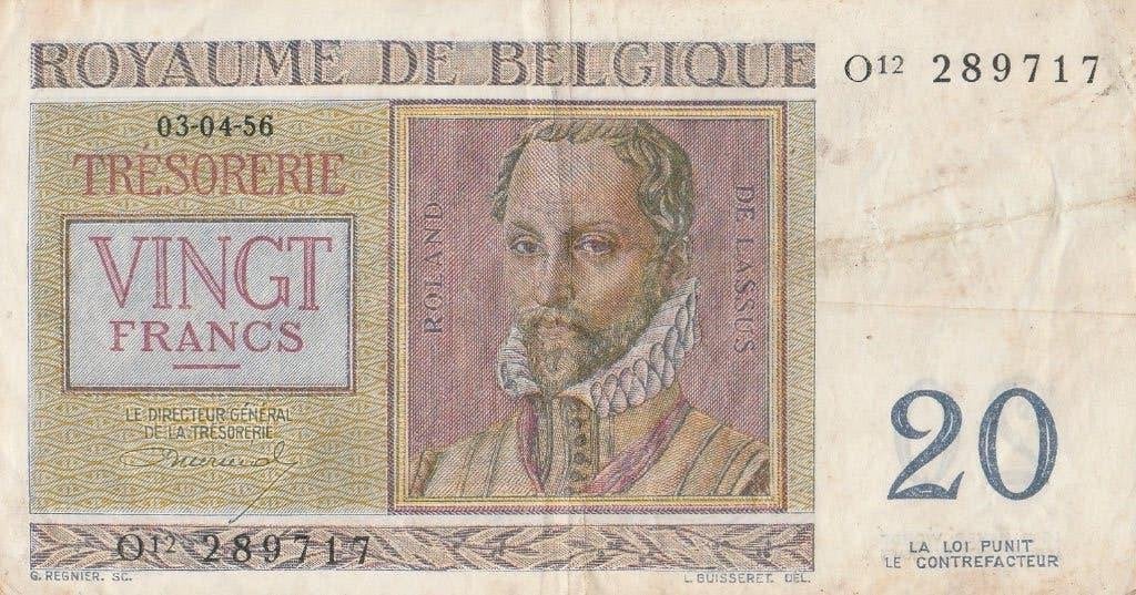 Het 20 frank bankbiljet uit 1956 van België, Ophalen of Verzenden, Los biljet