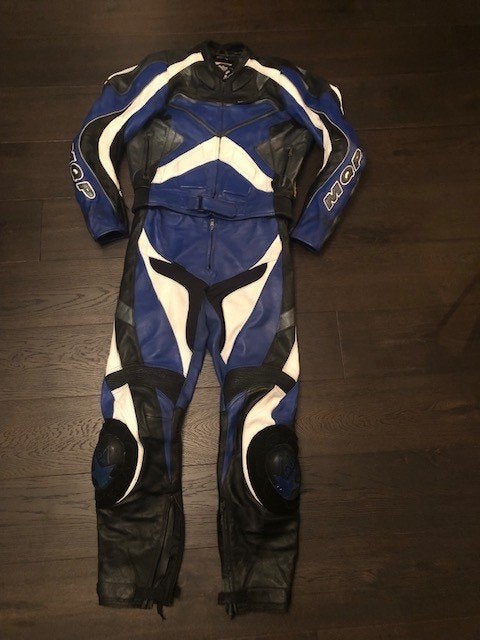 Motorpak blauw/zwart/wit leer, Motoren, Kleding | Motorkleding, Ophalen of Verzenden, Tweedehands, Combipak