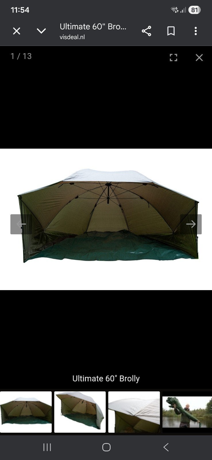 Ultimate 60" Brolly - Ruime en stevige visparaplu, Ophalen of Verzenden