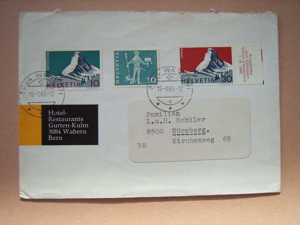 BM  Zwitserland Hotel Brief 820-697+842, Postzegels en Munten, Brieven en Enveloppen | Buitenland, Ophalen of Verzenden, Envelop
