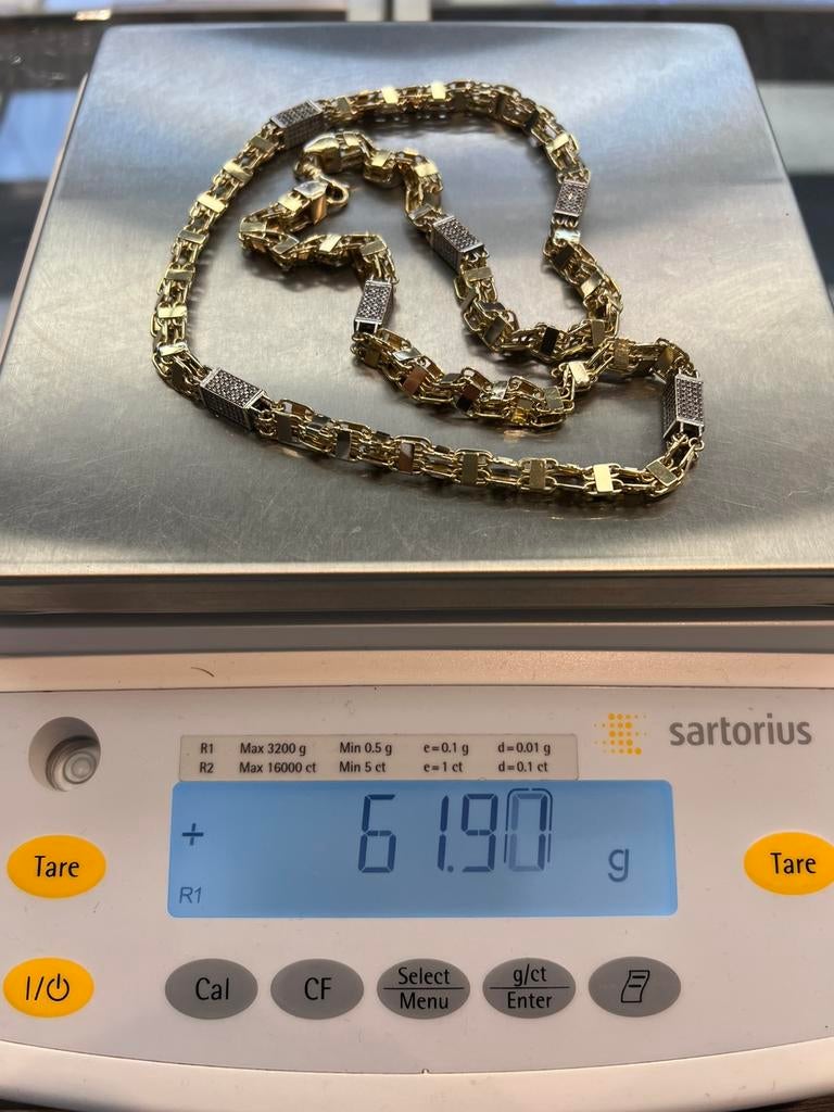 14k gouden ketting magnum schakel 70cm, Ophalen of Verzenden, Zo goed als nieuw, Goud