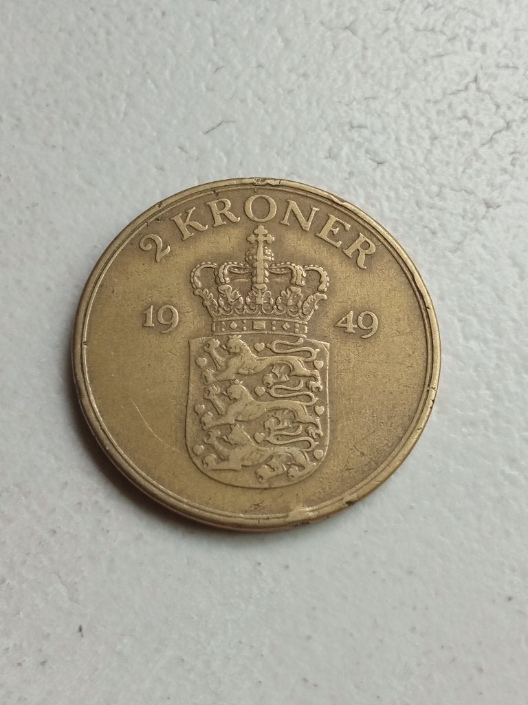 Denemarken 2 kronen 1949., Ophalen of Verzenden, Overige landen, Losse munt