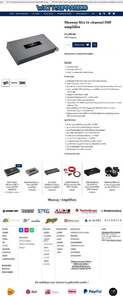 Musway M12 12 kanaals DSP versterker, Auto diversen, Autospeakers, Audio Design, Nieuw, Am Breilingsweg 3, 76709 Kronau, Duitsland
