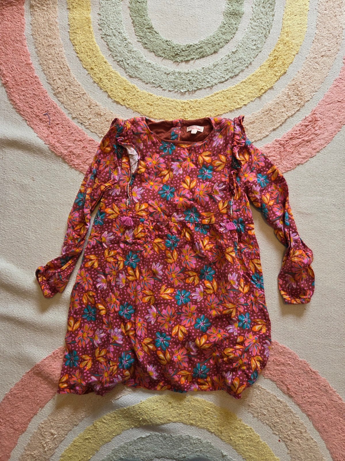 Jurk met bloemen maat 128 du pareil au meme knoopjes op de a, Meisje, Ophalen of Verzenden, Zo goed als nieuw, Jurk of Rok