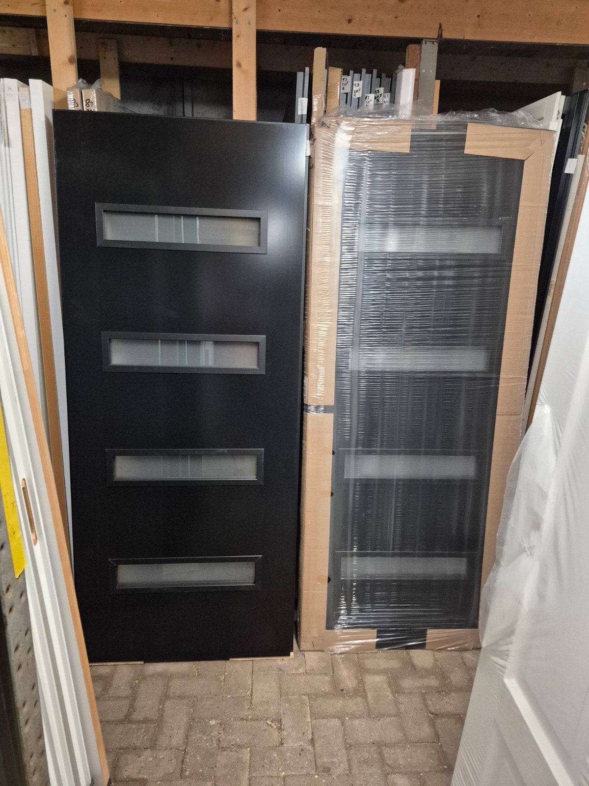 83x201,5cm binnendeur opdek rechts zwart met mat glas TW1, Doe-het-zelf en Verbouw, Deuren en Horren, 80 tot 100 cm, ., Binnendeur