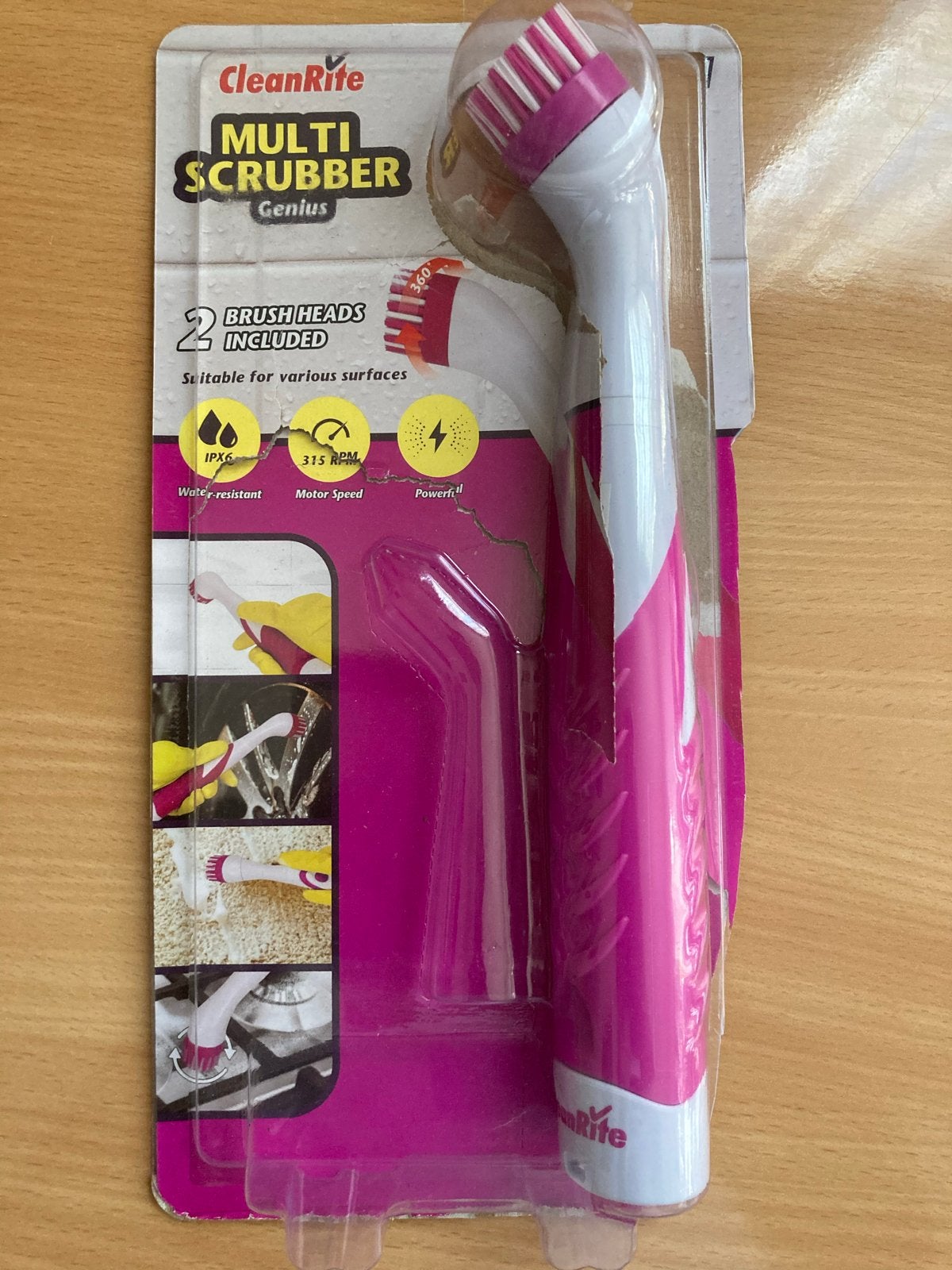 CleanRite Multi Scrubber Genius met 2 opzetborstels, Verzenden, Bezem of Borstel